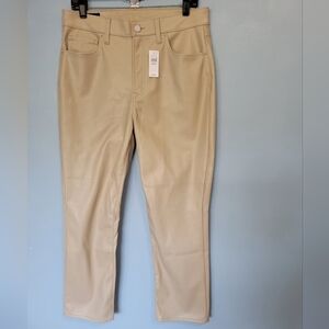 Gap Denim High-rise Vintage Slim Faux Leather Pants Size 12/31 Short in Cream